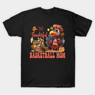 One Thankful Basketball Mom Thanksgiving Turkey Costume Groovy T-Shirt